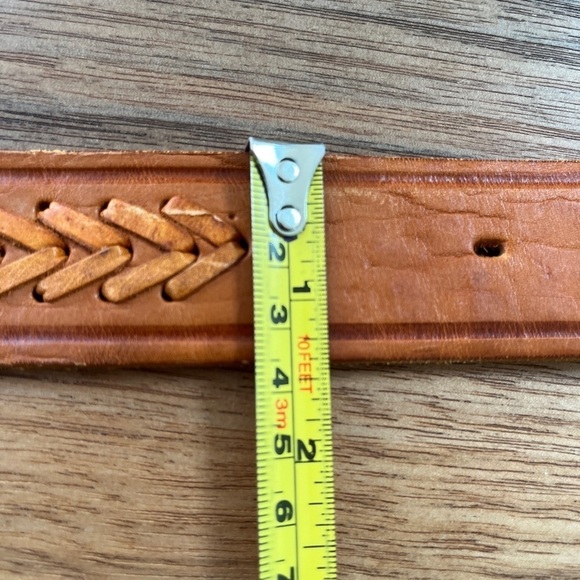 WESTERN Style Belt Tan Leather Lacing Design Removable Buckle Rodeo Stampede - Picture 11 of 12